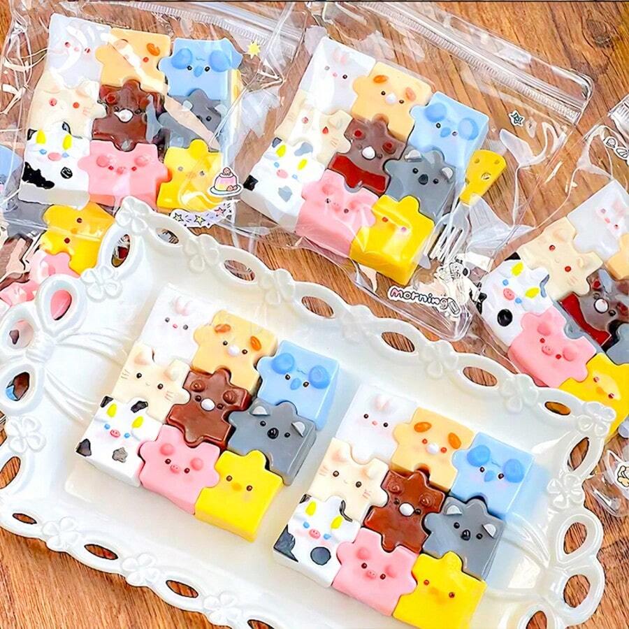 2026年新品上市，1/9件装夏季新款柔软芝士质感捏捏乐拼图，适合派对、生日、夏季礼物、毕业礼物