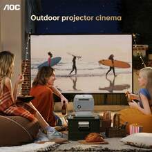 AOC Proyector Mini con 5G WiFi6 y Bluetooth, Native 1080p y soporte 4K, 8000 Lúmenes, Corrección Automática Vertical Keystone, Pantalla de 300 Pulgadas, Compatible con iOS/Android, Portátil para Teléfono y Hogar - Gris - Ver 4