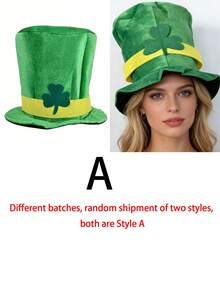 1pc 2025 New St. Patrick's Day Shamrock With Mustache Hat, Irish Top Hat For Performance Party Costume, Suitable For Holiday Party, Handmade Custom, Minor Flaws Normal (Color Difference Normal For Different Batches) - Multicolor - View 7