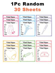 18pcs/540sheets Vital Signs Sticky Notes - Self-Adhesive Medical Record Stickers, Containing Heart Rate, Blood Pressure, Blood Oxygen Saturation, Temperature, Height And Weight Information - Vital Signs - View 10