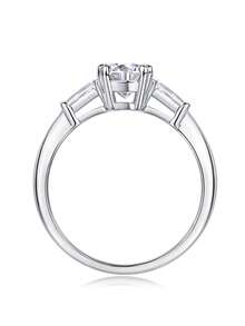 1克拉莫桑石戒指，925纯银材质，低过敏性，订婚/结婚戒指，简约小众设计，百搭日常佩戴，婚礼/周年纪念/生日礼物，附赠礼盒和证书 - 銀色 - 查看 9