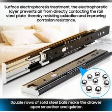 Bộ 2 ray trượt ngăn kéo rộng 45mm, ray trượt mở rộng toàn phần, không tay cầm, thích hợp cho tủ trang điểm, tủ đựng đồ, nhà bếp, nội thất phòng ngủ, ray trượt mở rộng toàn phần 10/12/14 inch. - AA - Xem 4