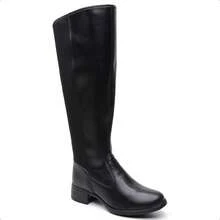 Women's Over-The-Knee Riding Boot With Tractor Sole, Black, Side Zipper, High Elastic Shaft - New Winter Collection - Elegant Women's Boots - 黑色 - 查看 6