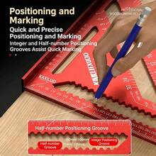 1pc.10pcs.Red Aluminum Woodworking Triangle Ruler – High Precision, 7/12 Inch, 90° & 45° Angle Tool - A - View 4