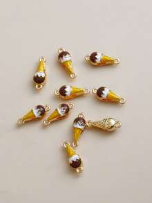 10/50/100/500pcs Mini Handmade DIY Alloy Imitation Bread, Microphone, Ice Cream Jewelry Accessories, Cartoon Creative Necklace, Bracelet, Earring Making Series Pendant - Multicolor - View 8