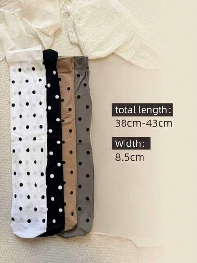 1 Pair Retro Polka Dot Velvet Printed Calf Socks For Women