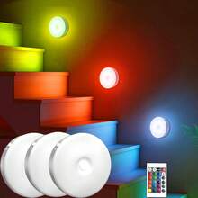 1/3/6 Pcs RGB LED Night Light, Dimmable Cabinet Lamp With Remote Control, Dimmable Timed Wall Closet Light, USB Rechargeable Cabinet Lamp, Suitable For Bathroom Bedroom Kitchen - White - View 2