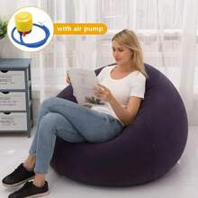 Sillones Inflables Grandes y Cómodos, Sillón Reclinable de PVC, Sofás Tipo Puf, Puf, Sofá Tatami, Suministros para Sala de Estar, Camping al Aire Libre - Azul - Ver 1