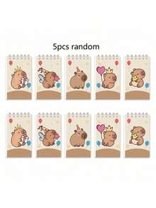 3/5/6/8/10pcs Fluffy Capybara Spiral Notebooks, Student Notebooks, Vocabulary Books, Sketchbooks, Memo Pads, School Supplies, Student Prizes, Party Notebooks, Back To School Stationery, Christmas Memo Books - Multicolor - View 11
