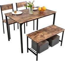 Dining Table And Chairs Set 4, Breakfast Dining Table And 4 Chairs 5 Piece Dining Room Set - Brown - View 9