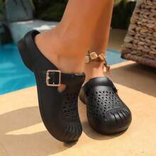 Breathable Slip-On Mules, Lightweight Casual Slippers, Versatile Wear - Black - View 3