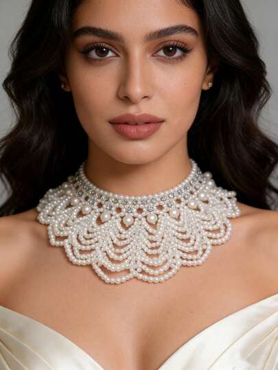 1pc Handmade Luxury Pearl Necklace, Suitable For Party, Ball, Formal Dinner, And Date