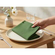 12pcs Solid Color Cloth Napkins, Washable Cotton Table Napkin For Household Dining Fall Autumn Decor Wedding Hotel 45*45cm - Màu xanh lá úa - Xem 3