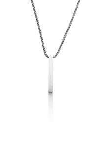 1件装不锈钢长方形柱形吊坠项链 - 简约光滑表面设计 - 时尚男女节日礼物 - 彩色 - 查看 5