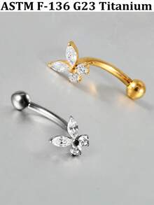 1PC Elegant CZ Marquise Butterfly Titanium Alloy Curved Lip Eyebrow Ring 16G Internal Thread Crown Helix Tragus Daith Conch Hoop Rook Earring - 1 Butterfly Earrings - View 3