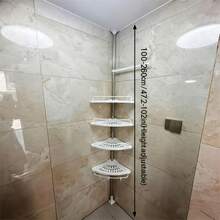 1 chiếc kệ góc phòng tắm 4 tầng có thể kéo dài, khay điều chỉnh được và thanh treo khăn xoay, không cần khoan, làm bằng thép không gỉ và nhựa trắng - hơn 800 giải pháp lưu trữ phòng tắm và nhà vệ sinh - Màu trắng, bốn lớp, có thể thu gọn - Xem 2