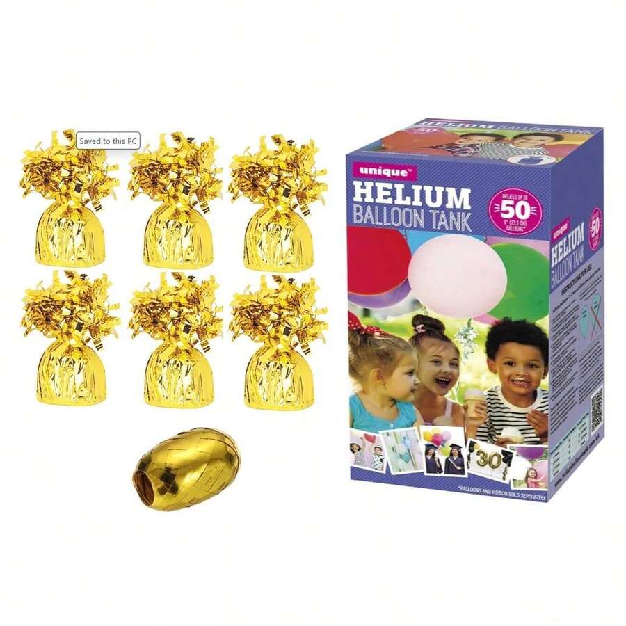 Balloon Helium Gas Large With 10m Ribbon & 6x Weight Piled - View 1