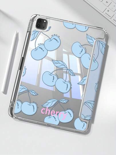This Exquisite And Adorable Cartoon Anime Blue Cherry Letter Double-Sided Color-Painted Acrylic Transparent Crystal Back Cover Is Shock-Resistant And Durable, Suitable For IPad 7th, 8th And 10th Generation (10.2 Inches). It Has A Built-In Pen Slot, Supports Sleep/Wake Function And Multiple Folding Stand Modes, Making It An Excellent Holiday Gift.