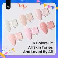 Beetles Rubber Base Gel Nail Polish, 6 Colors Nude Gel Polish Pink Peach Neutral Sheer French Tips Base Colors - 6 màu hồng nude - Xem 2