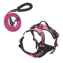 Arnés reflectante ajustable para perro, chaleco de entrenamiento deportivo para exteriores anti-tirón, suministros para mascotas - Rosa Fucsia - Ver 7