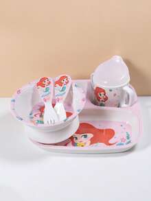 Disney Bộ đồ ăn hình nàng tiên cá hoạt hình gồm 1 đĩa ba ngăn, bát có đế hút, cốc học hai tai, thìa và dĩa, đồ dùng ăn uống bền chắc. - Nhiều màu - Xem 6
