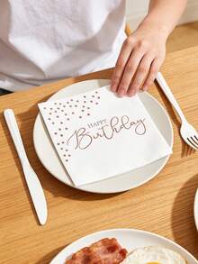 50/20/1 cái Khăn ăn màu vàng hồng 10*10 inch "Chúc mừng sinh nhật", khăn ăn dày dặn, thấm hút tốt, thích hợp cho gia đình, nhà hàng, nhà bếp, trang trí tiệc tùng, trang trí mùa hè. - Nhiều kiểu dáng - Xem 9