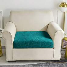 1-Seater 2pcs Set / 2-Seater 3pcs Set / 3-Seater 4pcs Set Waterproof Jacquard Big Leaf Sofa Seat Cushion Cover, Elastic Jacquard Sofa Slipcover, Furniture Seat Pad, Machine Washable - Lake Green - View 2
