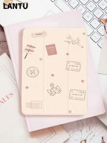 1 件装地图旅行飞机图案平板电脑保护套，兼容 Apple 10.2 英寸/Pro 11 英寸 2020/2021 款、(A16) 11 英寸第 11 代 2025 款、第 9/10 代、Air 4 代 10.9 英寸、Galaxy Tab S6 Lite 10.4 英寸，防摔，带 Apple Pencil 插槽，支持睡眠/唤醒功能，浪漫礼物 - 彩色 - 查看 4