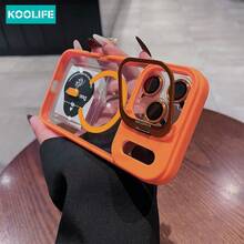 Koolife 1件裝頂級超強保護 MagSafe 無線充電手機殼，高透明 PC 背板還原原色，內建鷹眼玻璃鏡頭框與支架，全包覆 2 合 1 設計，防水、防摔、防震、防刮，適用於 iPhone 18 Pro/18 Pro Max/17 Pro Max/17/17 Pro/17 Air/16/16 Pro/16 Plus/16 Pro Max/12/13/14/15 Pro/Plus/Pro Max - 橘色 - 查看 6