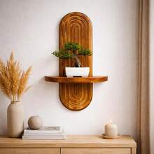 Modern Wood Wall Shelf – Boho Style Natural Small Wooden Shelves - "Noka" - Burnt Texture - View 11