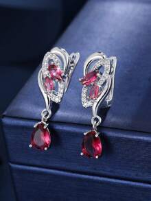 1 Đôi bông tai dáng suông thanh lịch, thiết kế hai lớp rỗng, hình giọt nước, quà tặng sang trọng dành cho phụ nữ khi dự tiệc/sự kiện. - W17870 - Xem 4