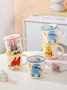 Disney Ceramic Water Cup, Premium Ceramic, Vibrant Printed Patterns, Ergonomic Handle, Non-Slip Base, Easy To Clean, Home, Office, Kitchen, Dining, Study, Daily Use, Collection, Disney Fans, Anime Enthusiasts, Holiday Gifts, Birthday Gifts, Family & Friends Gifts - Multicolor - View 5