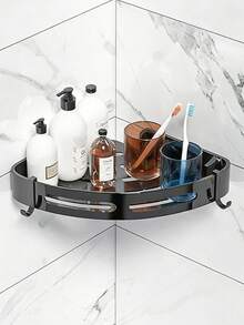 Easy To Install Space Aluminum Triangle Shower Shelf, No-Drill Wall-Mounted Bathroom Kitchen Storage Rack, Rust-Proof Aluminum No-Drill Bathroom Triangle Shelf, Toilet Wall-Mounted Vanity Corner Shelf, Adhesive And Drill Dual-Use, Firm Adhesion Without Falling, Hollow Design No Water Accumulation, Bathroom Decor Storage, Kitchen Storage, Home Storage Supplies, Back To School Storage, Storage Organizer, Student Dorm Essential - Multicolor - View 9