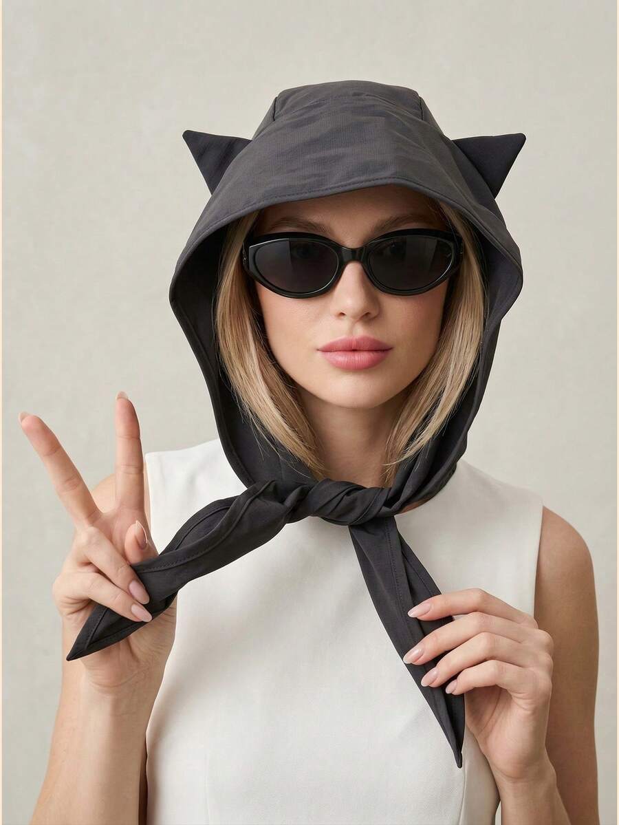 1pc Cute Devil Horn Sun Hat, Unisex Summer Sun Protection Casual Cosplay Hat, Lightweight & Convenient - A - View 1