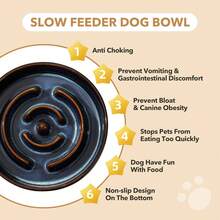 Ceramic Raised Slow Feeder Dog Bowl Set With Acacia Wood Stand - 2 X Starry Sky + Stand - a - View 8