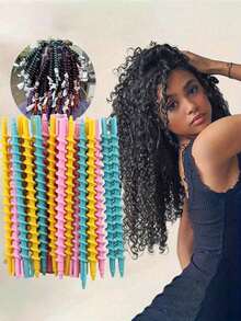 20pcs Spiral Hair Curlers, DIY Styling Tools, No-Heat Hair Curlers, Styling Set, Beauty Tool Kit, Women's Accessory Gift, Gift, Travel, School, Back To School - Multicolor - View 1