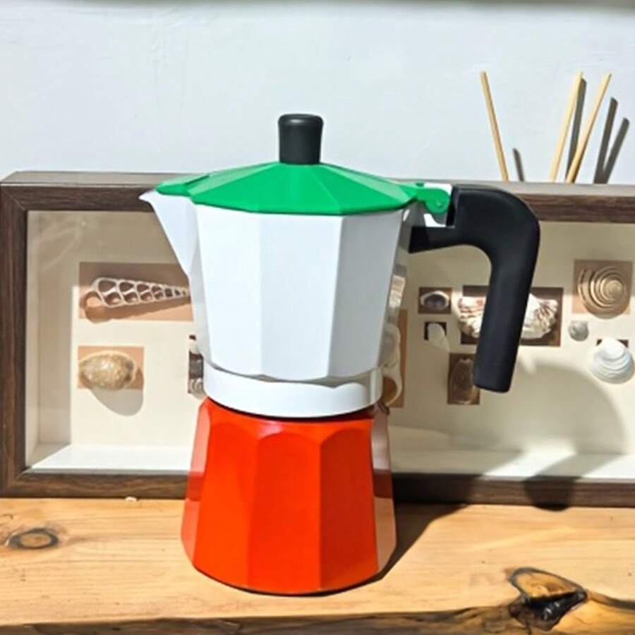 Home Coffee Machine Set: Compact Espresso Machine, Italian Moka Pot, Multi-Function Coffee Maker, Pour Over Coffee Set, Coffee Brewing Accessories - Red and White - View 1