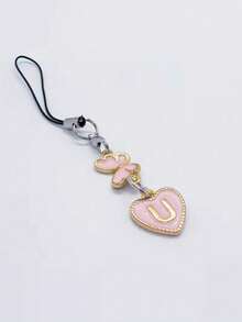 1条粉色爱心字母手机挂绳，字母A-Z，蝴蝶图案手机挂饰，DIY饰品礼物，送给朋友、女朋友和生日的完美礼物 - 彩色 - 查看 14