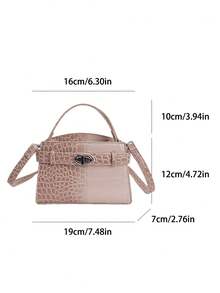 2026 New Arrival Niche Crocodile Embossed Patchwork Handbag, Chic Mini Square Bag, Fashion Versatile Shoulder Bag For Women, Suitable For Commuting & Dating - Pink - View 12