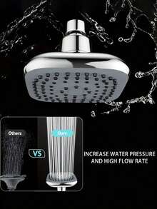 Cabezal de ducha cuadrado de 4 pulgadas de alta presión con brazo de ducha - Un accesorio de baño poderoso, elegante y fijo. Con un flujo de agua potente y un diseño de boquilla de silicona de precisión, este diseño universal se adapta a sistemas de ducha de alta y baja presión. - Cuadrado - Ver 10