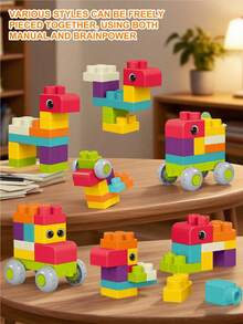 16/21/37/50pcs Large Soft Bite & Boilable Building Blocks, Children Educational Toys With Storage Bin, Suitable For Boys & Girls 3+ Years Old - Multicolor - View 6