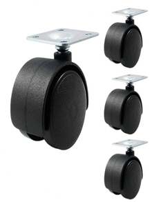4pcs 1.5 Inch PP Flat Plate Casters With Brake, Swivel Wheels For Coffee Table, Computer Desk - 4 - View 9