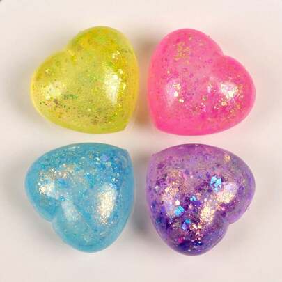 1pc Glowing Heart-Shaped Squishy Toy: Shiny Transparent Heart-Shaped Squishy Toy, Soft Slow Rising, Suitable For Children And Adults, Great For Desktop Games And Stress Relief.