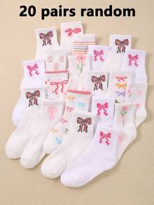 20 đôi tất cao đến đầu gối cho trẻ em, tất lưới thoáng khí với họa tiết nơ, hoa, thỏ và các hình thêu dễ thương, phù hợp cho bé gái 10-12 tuổi mặc hàng ngày, phù hợp cho trẻ em từ 1-16 tuổi, thoáng khí, mềm mại và thoải mái, thích hợp cho mùa tựu trường. - Nhiều màu - Xem 21