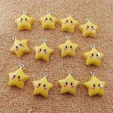 Cute Star Charms, Yellow Resin Pendant For DIY Jewelry Making, Necklace Bracelet Keychain Craft Supplies, No Mosaic Material, Cute Theme - Multicolor - View 3