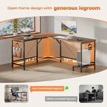 Desk, Computer Desk, Mericonia 59 Inch Large L Shaped Desk, Simple Corner Gaming Desk With CPU Stand Hooks, Computer Desk Home, Bedroom Office Workspace, Walnut - Walnut + 59 Inch - View 5