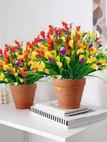 MEHELANY 10/5 pièces Fleurs artificielles de lys calla de couleurs mélangées, plantes artificielles pour décoration intérieure et extérieure, paniers suspendus en plastique avec fleurs de printemps, décoration pour la maison, la cuisine, le jardin, le porche et la table - Multicolore - Voir 3