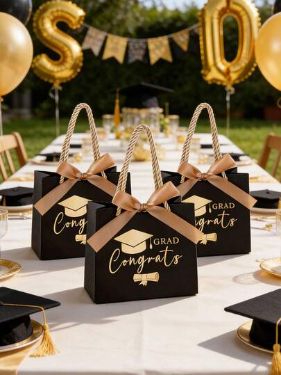 5pcs Graduation Gift Bags, Graduation Paper Candy Gift Bags With Tassels, Suitable For Graduation Party And Back To School Season | Candy Box | Multiple Colors Available, 2026 Graduation Party Supplies, Graduation Party And Back To School Season Supplies