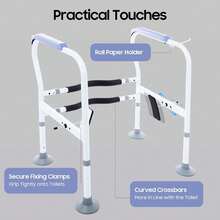 SENDERPICK For Elderly Pregnant Disabled Adjustable Height Toilet Safety Rails Bathroom Safety Frame - White - View 2