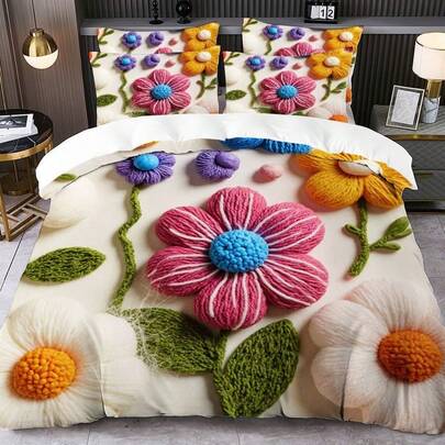 2/3件套数码印花被套套装（被套*1，枕套*1/2，不含被芯和枕芯），亲肤柔软舒适，适用于酒店、客房、宿舍、卧室、床上用品，四季皆宜。